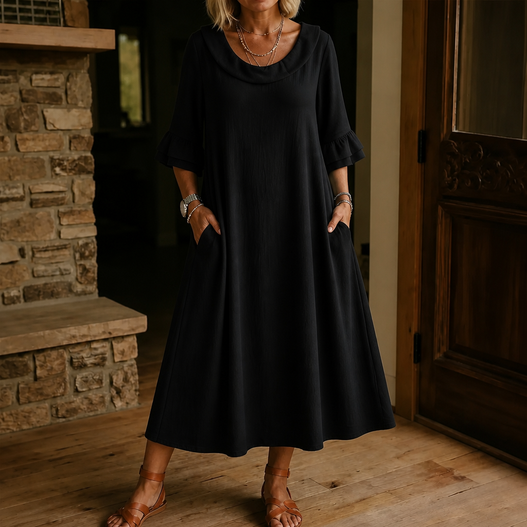 Wearlune – Sukienka midi z dekoltem w łódkę i falbanami