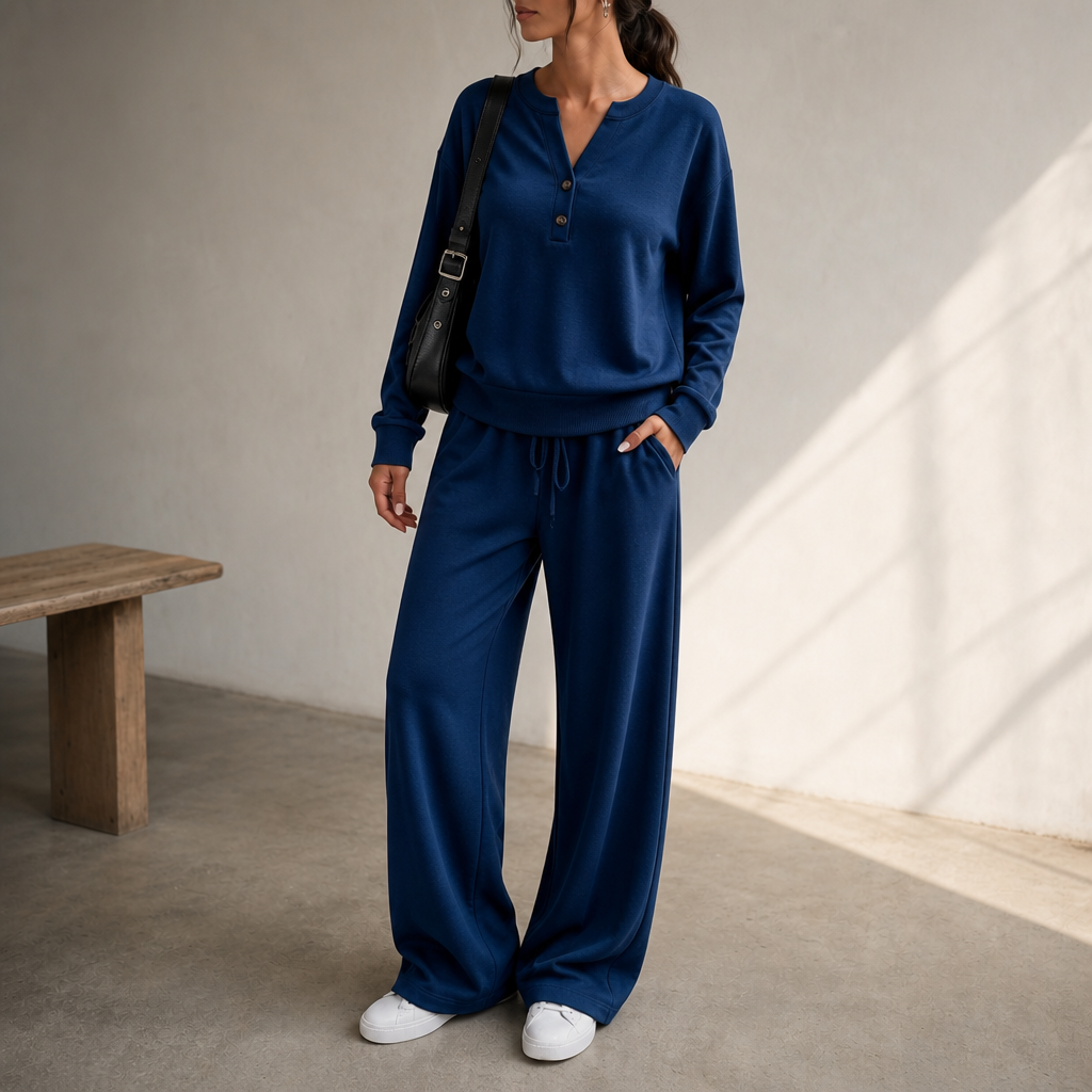 Wearlyn – Komplet dwu-elementowy z szerokimi nogawkami Henley
