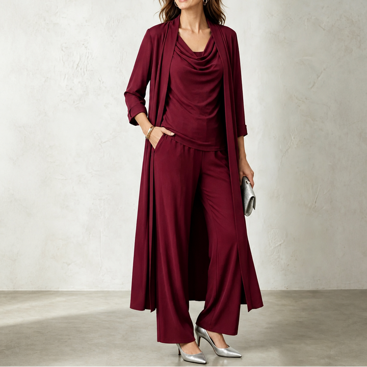 Wearbella – Zestaw kardiganu z kołnierzem i spodniami o szerokich nogawkach