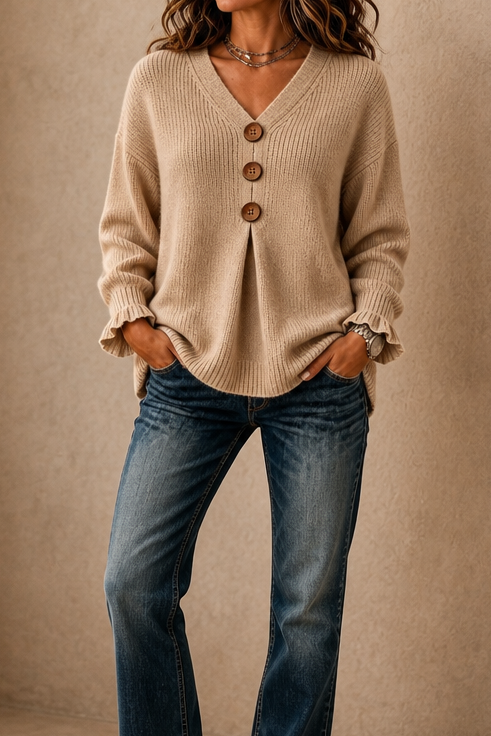 Wearbella – Sweter z dekoltem w serek i prążkowanym splotem