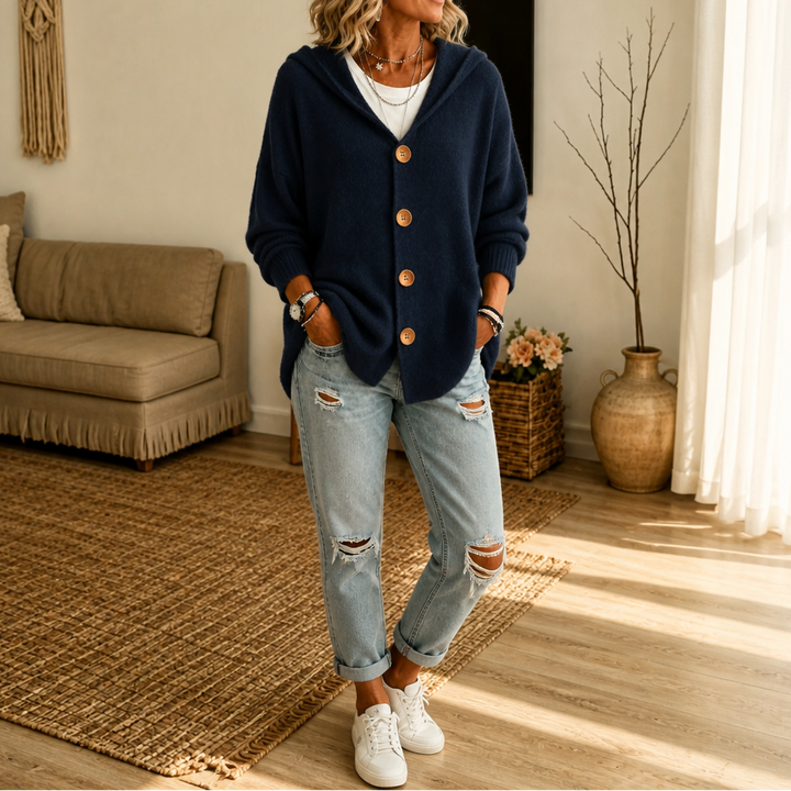 Wearbella – Kardigan z kapturem i guzikiem z przodu