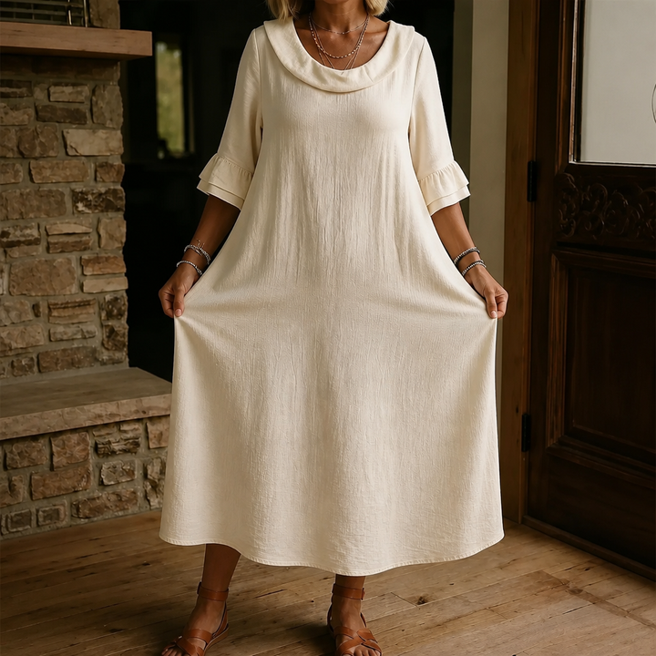 Wearlune – Sukienka midi z dekoltem w łódkę i falbanami