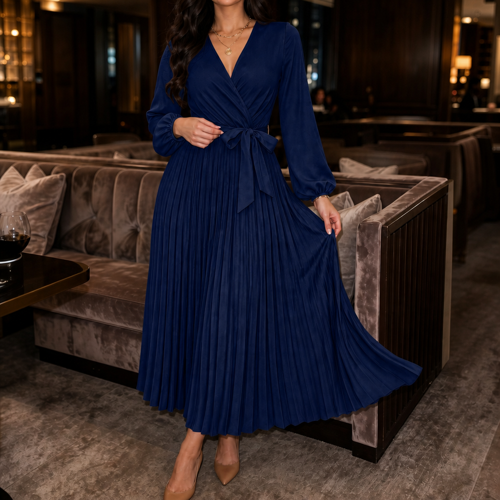 Wearbella – Sukienka maxi z plisowanym przodem i wysokim stanem