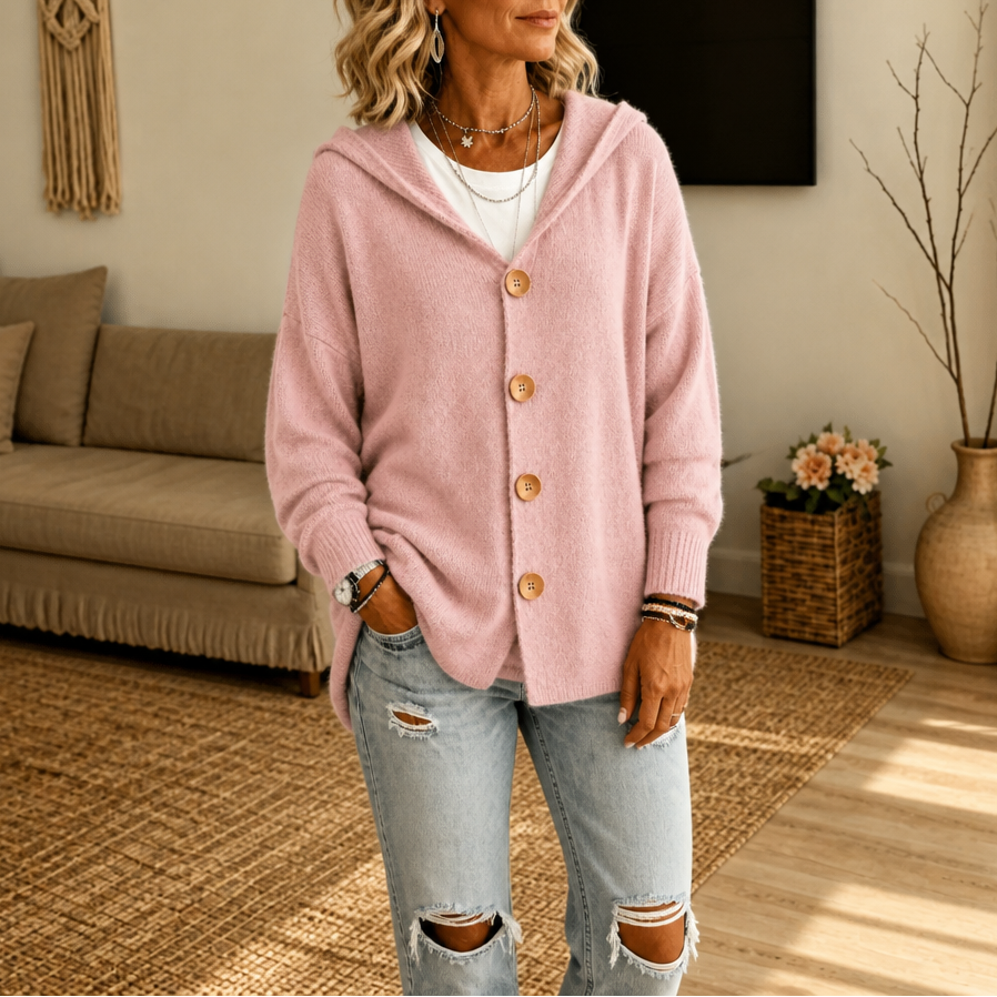 Wearbella – Kardigan z kapturem i guzikiem z przodu