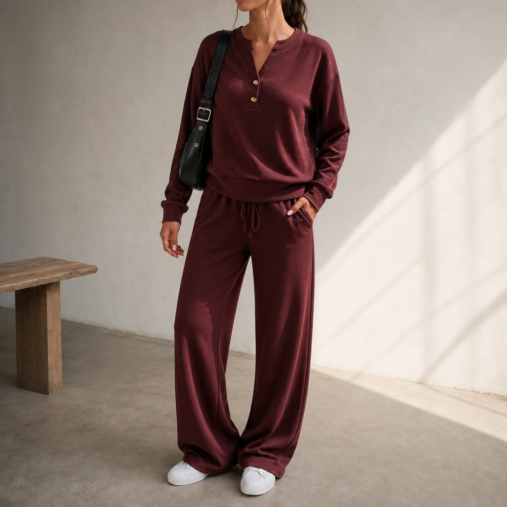 Wearlyn – Komplet dwu-elementowy z szerokimi nogawkami Henley