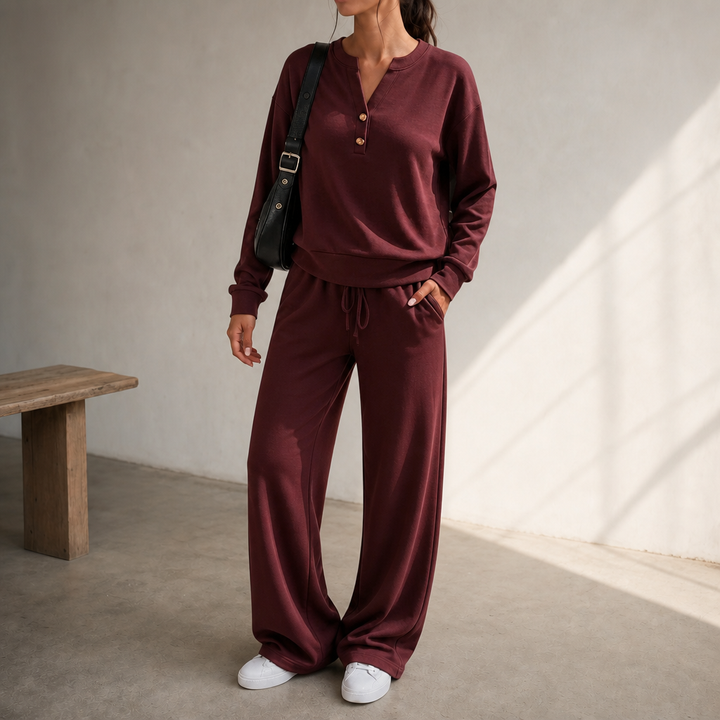 Wearlyn – Komplet dwu-elementowy z szerokimi nogawkami Henley