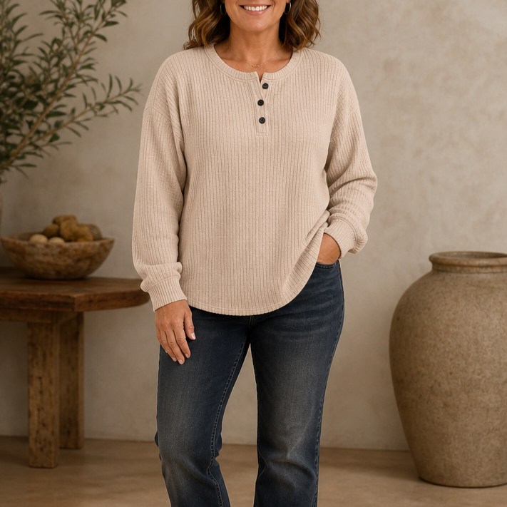 Wearla – Żebrowany top typu Henley z dzianiny waffle