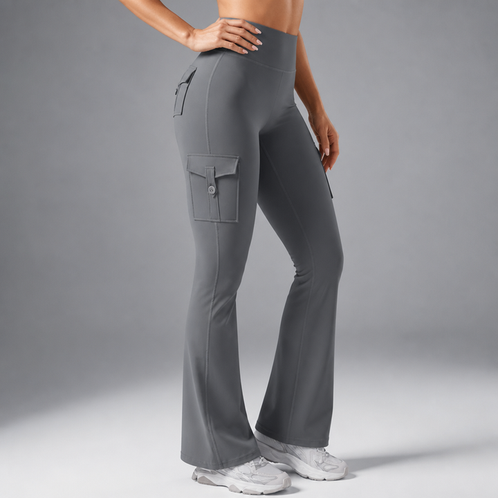Curvana – Legginsy Cargo z Wysokim Stanem i Marszczeniem