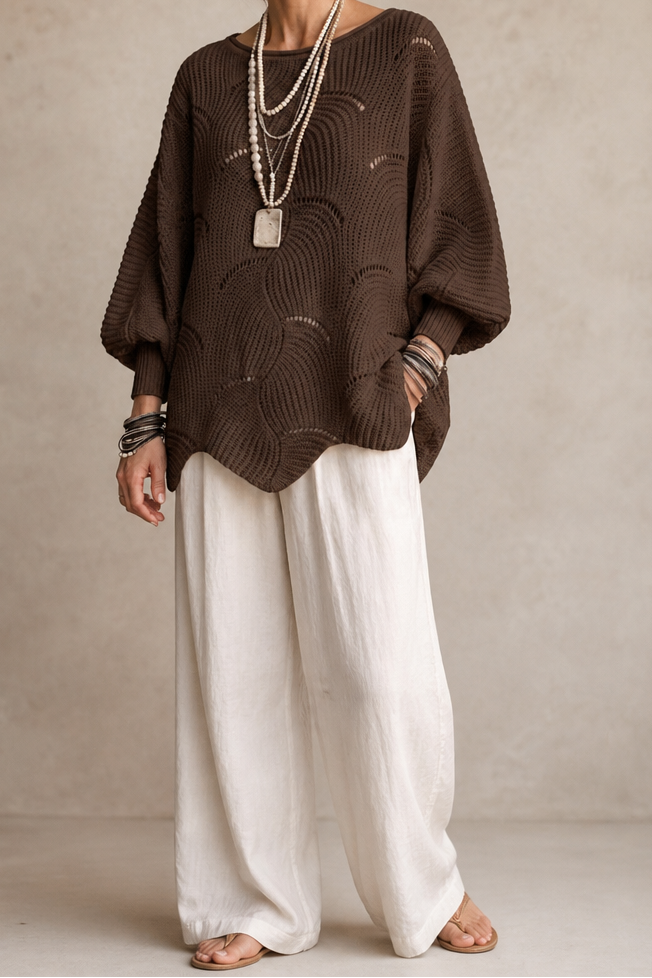 Wearbella – Sweter z Hollow Wave i rękawem Batwing