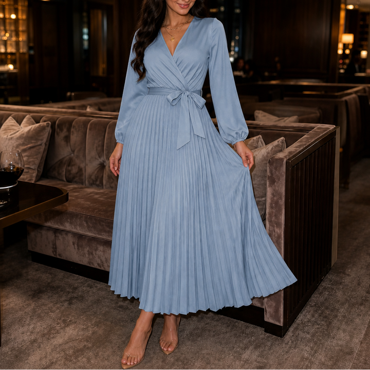Wearbella – Sukienka maxi z plisowanym przodem i wysokim stanem