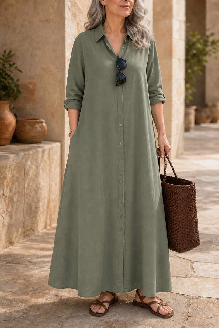 Wearbella – Oversized Bawełnowo-Lnianą Sukienka Maxi