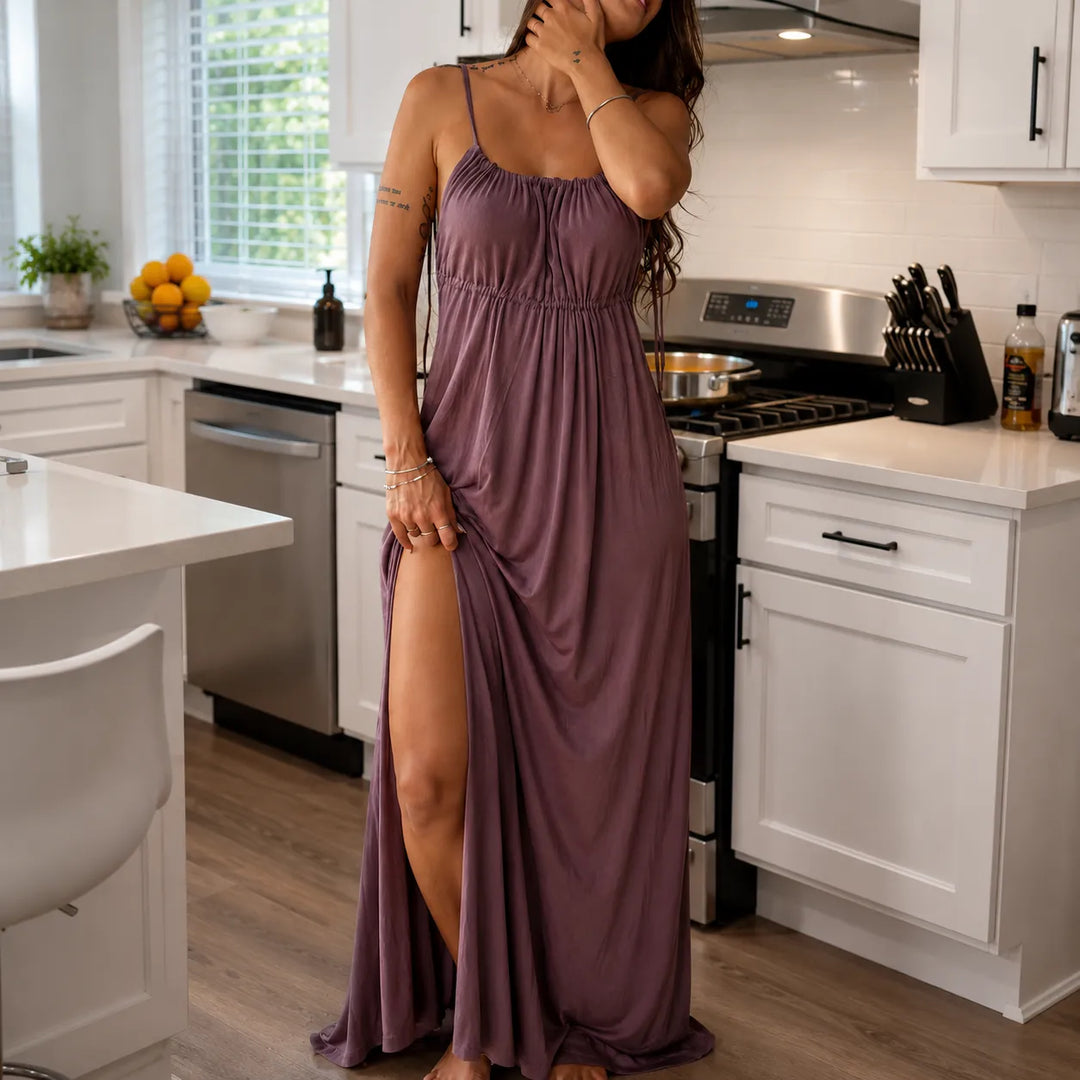 Marielle – Maxi Sukienka Bez Pleców z Sznurkiem