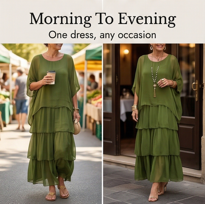 Velara – Damska Maxi Sukienka z Warstwowego Chiffonu