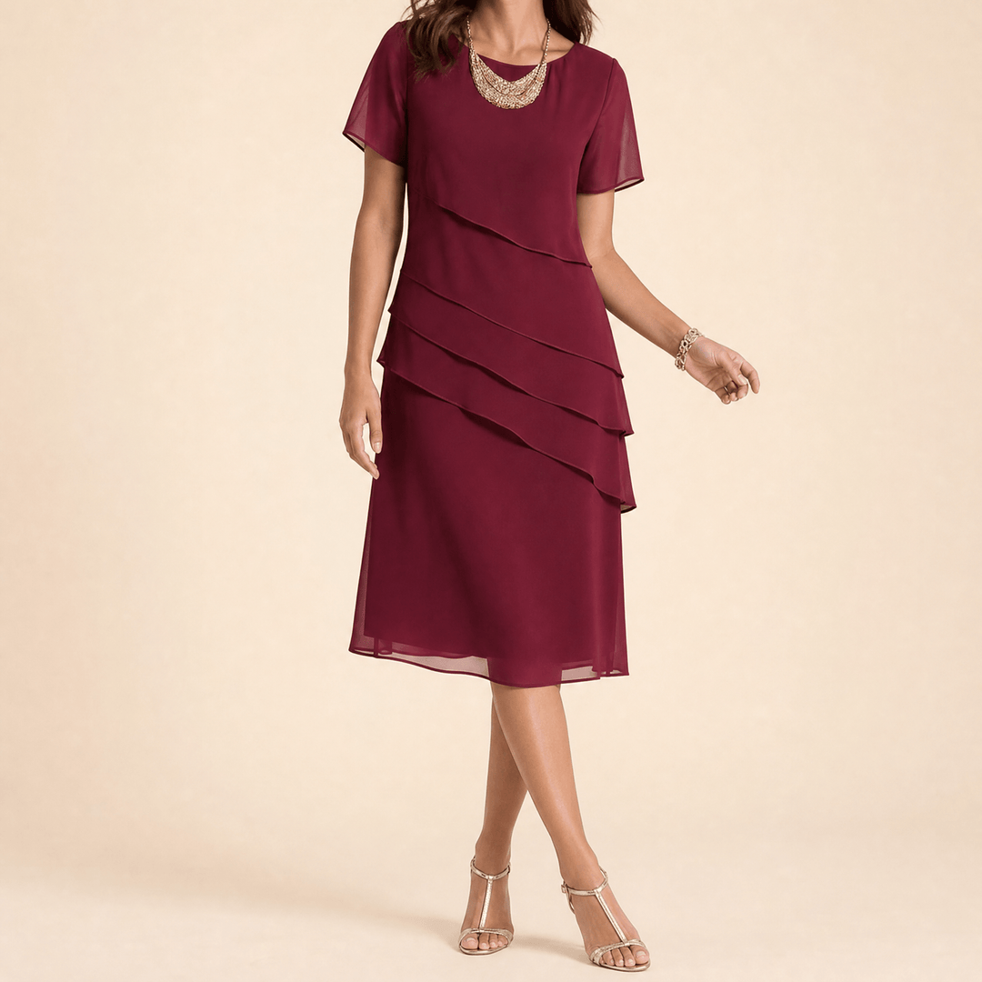 Velara – Elegancka sukienka midi z falbaną dla kobiet