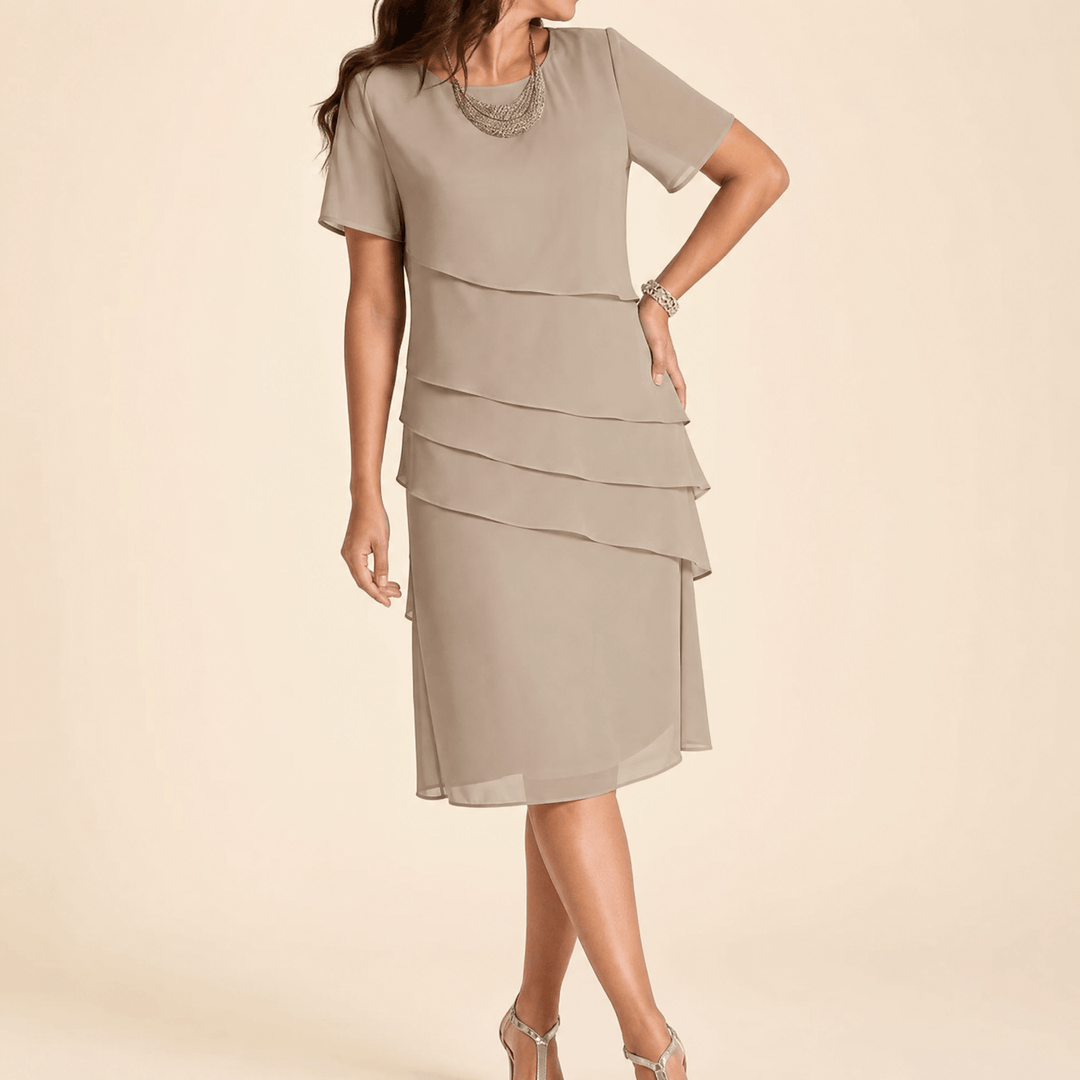 Velara – Elegancka sukienka midi z falbaną dla kobiet