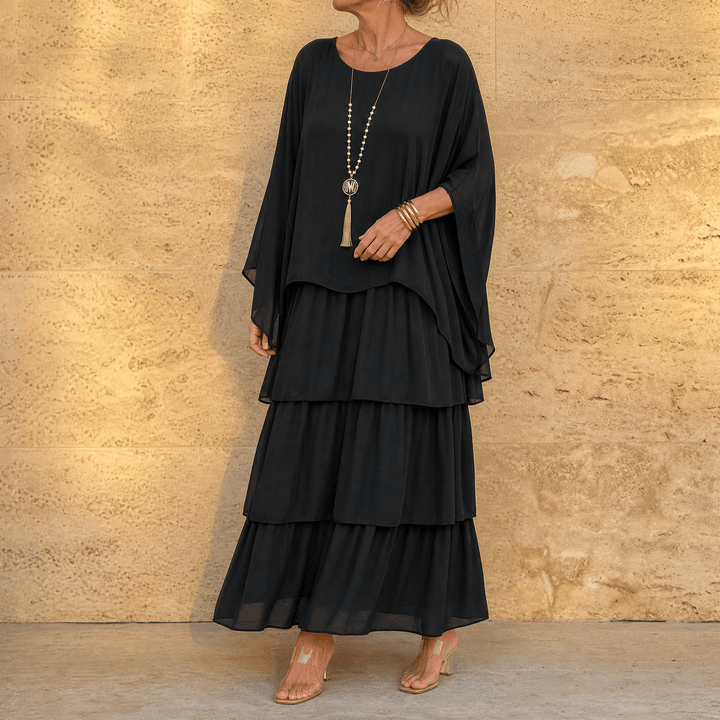 Velara – Damska Maxi Sukienka z Warstwowego Chiffonu