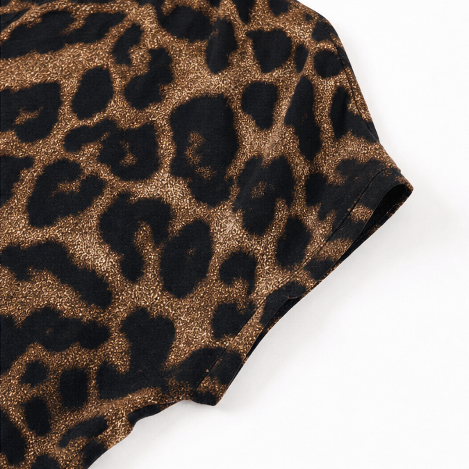 Veluxa – Sukienka maxi z leoparda z wcięciem w talii i kieszeniami