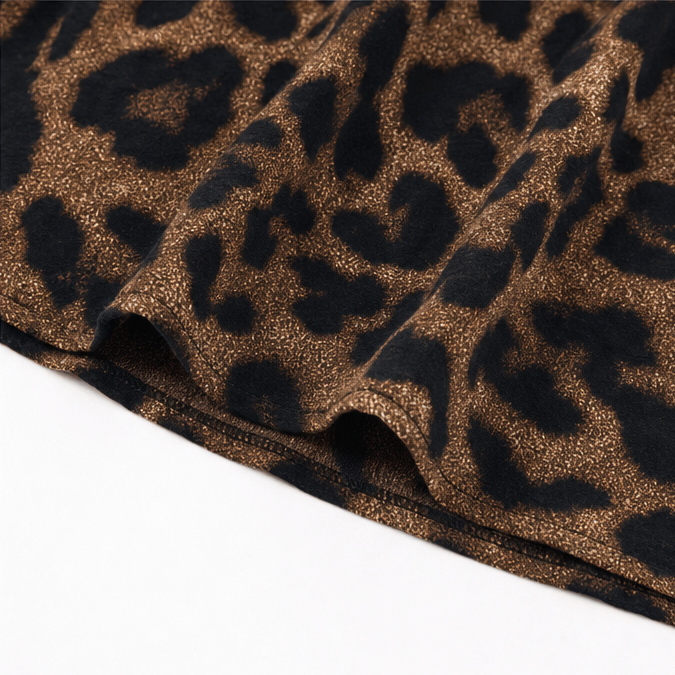 Veluxa – Sukienka maxi z leoparda z wcięciem w talii i kieszeniami