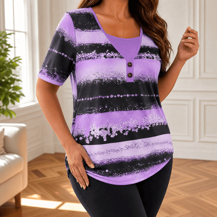 Vesper – Kobieca, zwiewna bluzka w akwarelowe paski