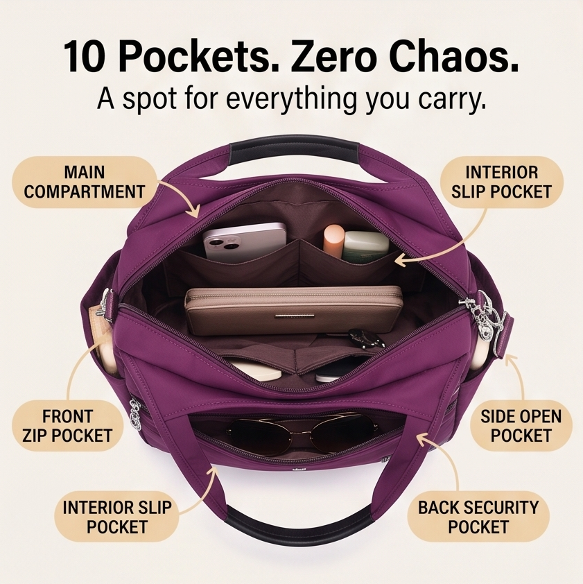 Vossa – Wodoodporna torba crossbody z 10 kieszeniami