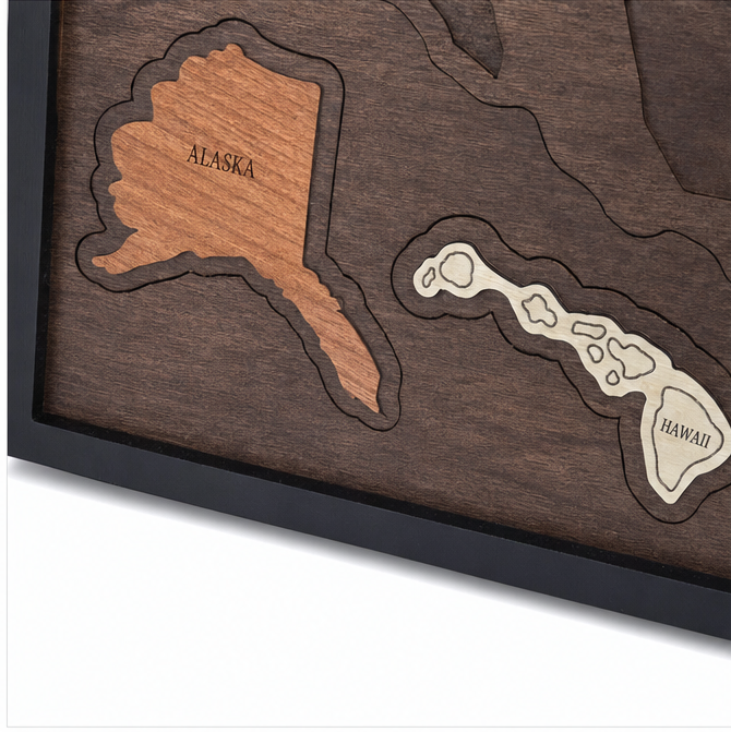 Wanderoak – Drewniana mapa podróży USA z 3D kawałkami stanów