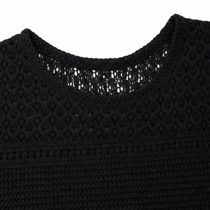 Wearbella – Krótki top z otwartym splotem i krótkim rękawem, bluzka w fakturze wafla na wiosnę i lato dla kobiet