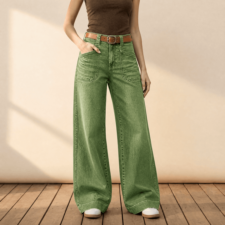 Widera – Retro Spodnie Dżinsowe z Kieszeniami w Stylu Vintage dla Kobiet